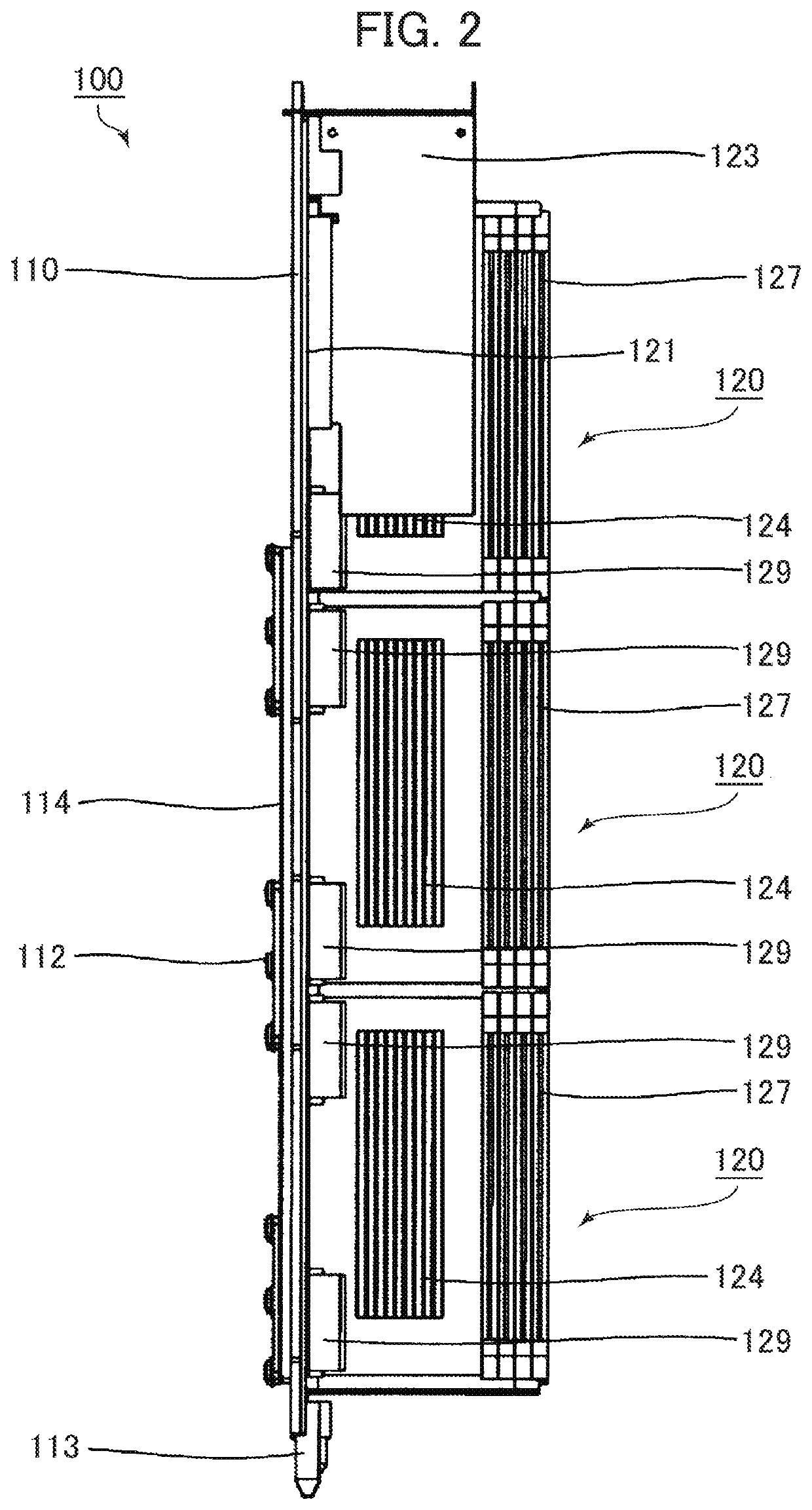 Electronic device for liquid immersion cooling, power supply unit, and cooling system