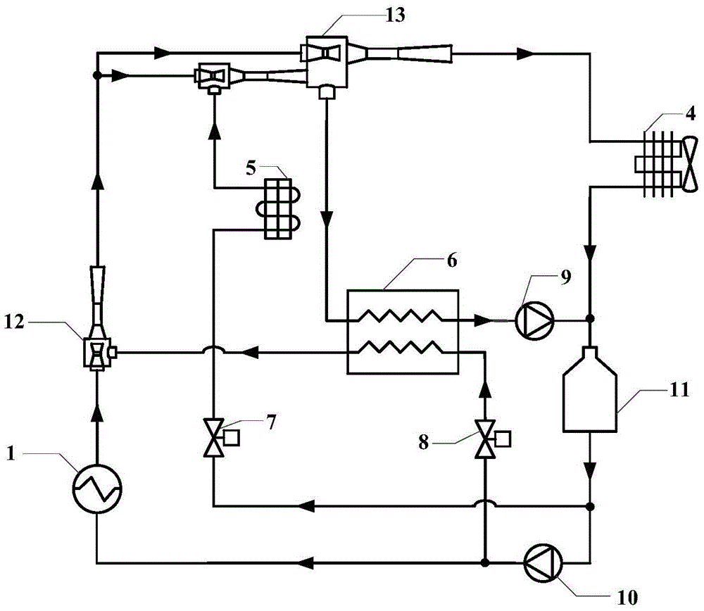 Waste-heat-drive drainage and injection type refrigerating system for refrigerator car