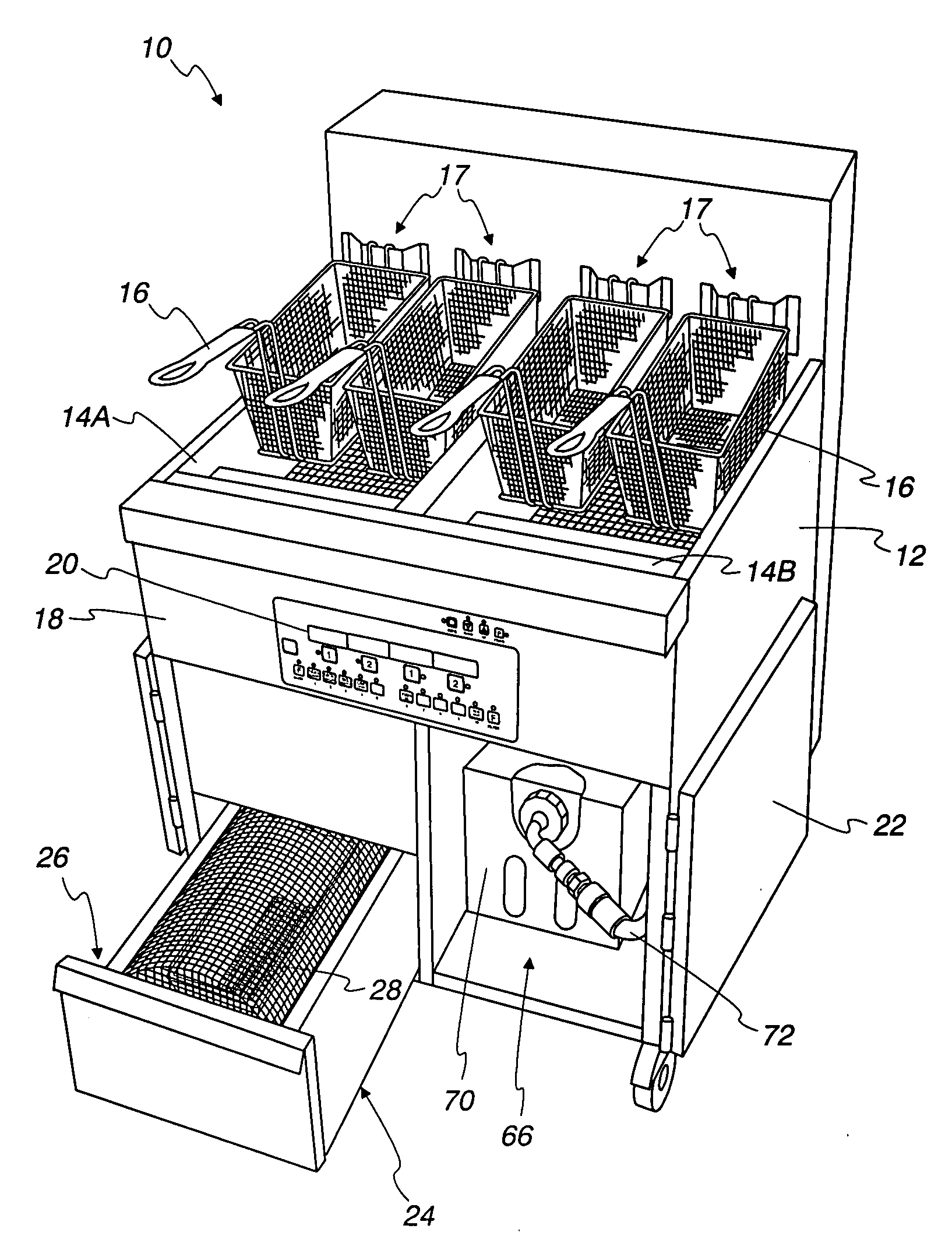 Automated fryer filtration device and method