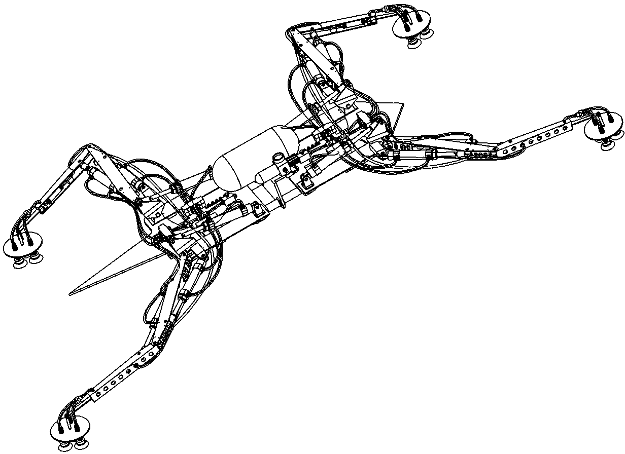 Full-pneumatic vacuum absorption type wall-climbing robot