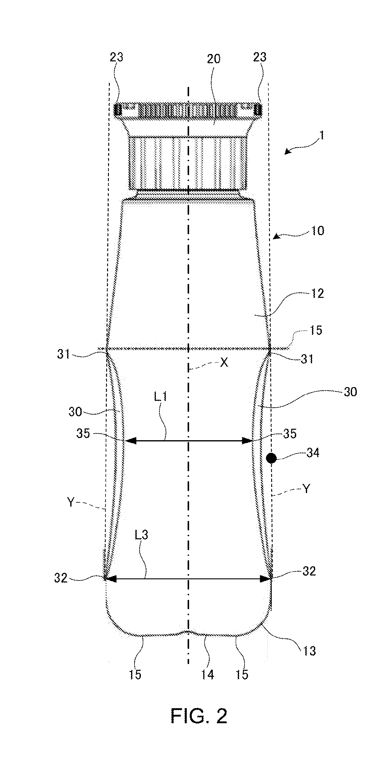 Liquid condiment container, and liquid condiment packaged in container