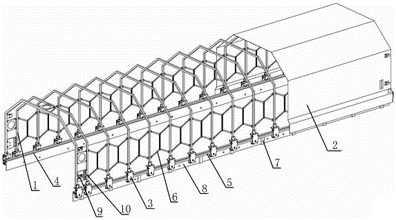 Push-pull telescopic movable awning used for railway flatcar