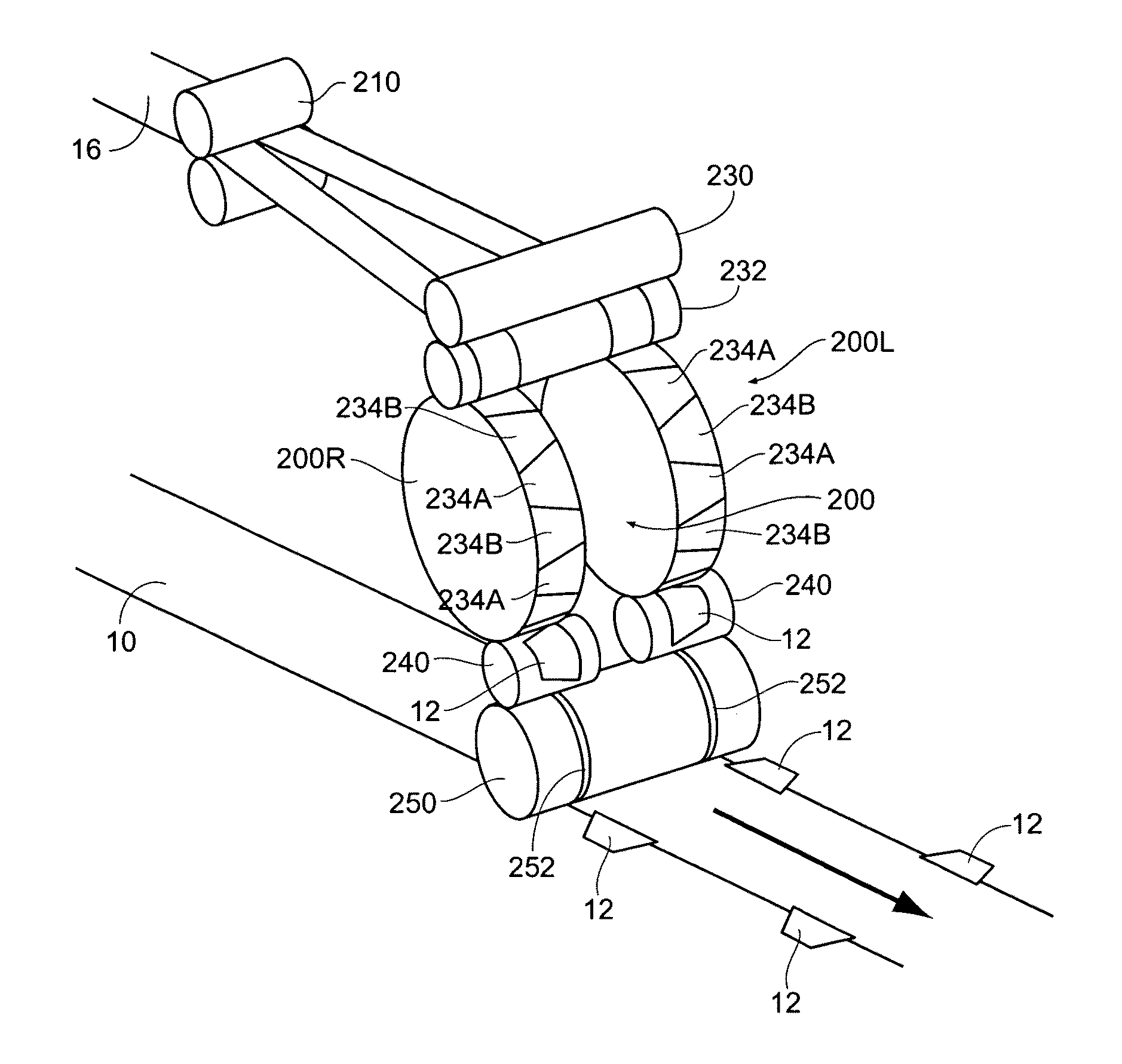 Methods and apparatus for application of nested zero waste ear to traveling web