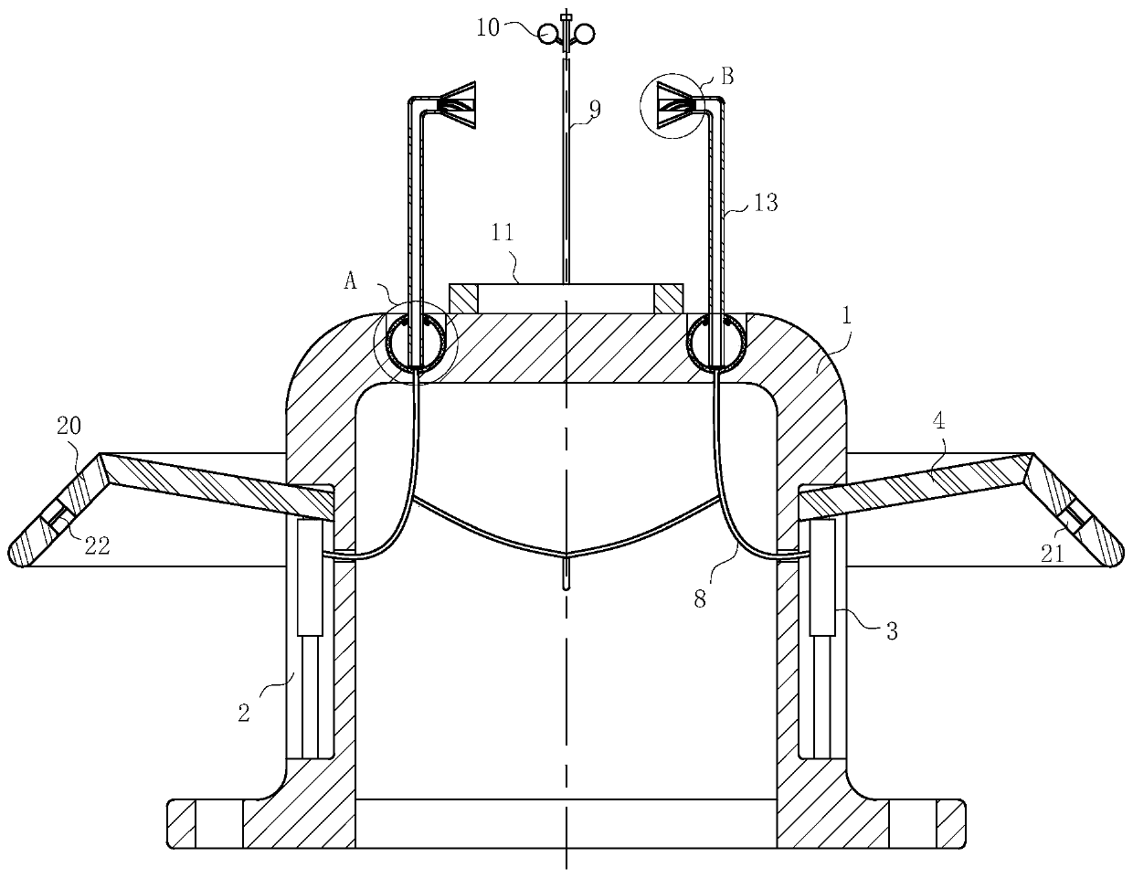 Observation instrument location operation device used for sea floor environment detection prediction