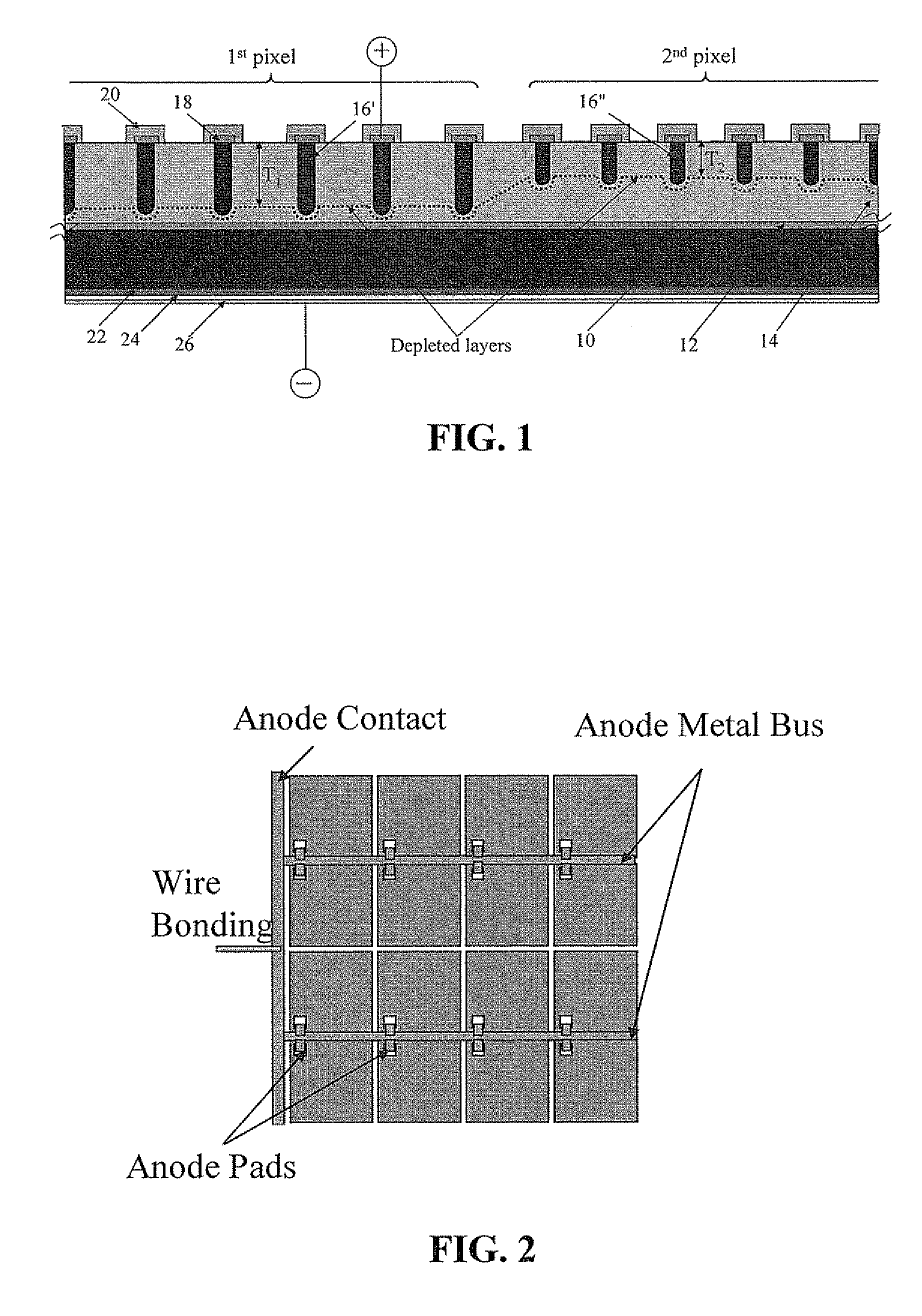 Multiplexed output two terminal photodiode array for imaging applications and related fabrication process