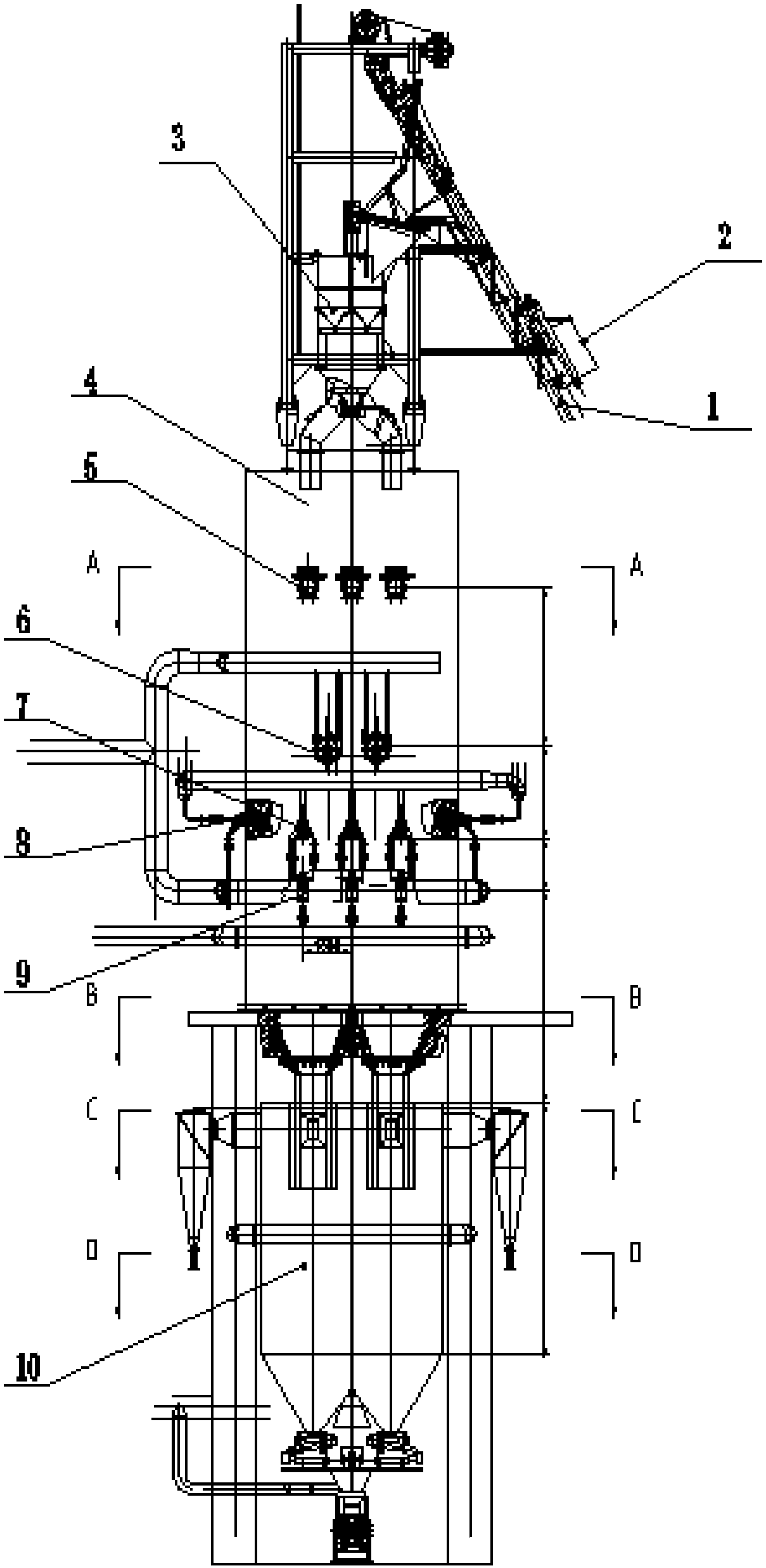 Five-section-type caustic calcined magnesite energy saving and environmental protection shaft kiln