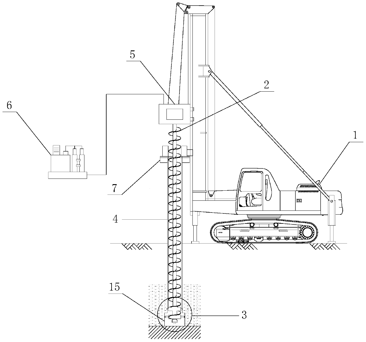 Hydraulic variable-diameter reamer drill bit of long spiral drilling machine and cast-in-place pile construction method