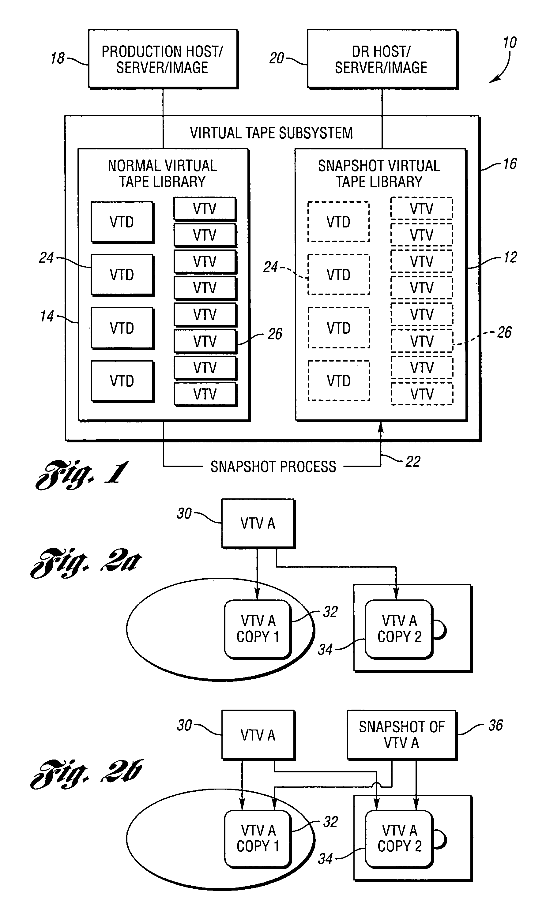 Virtual tape storage system having snapshot virtual tape library for disaster recovery testing