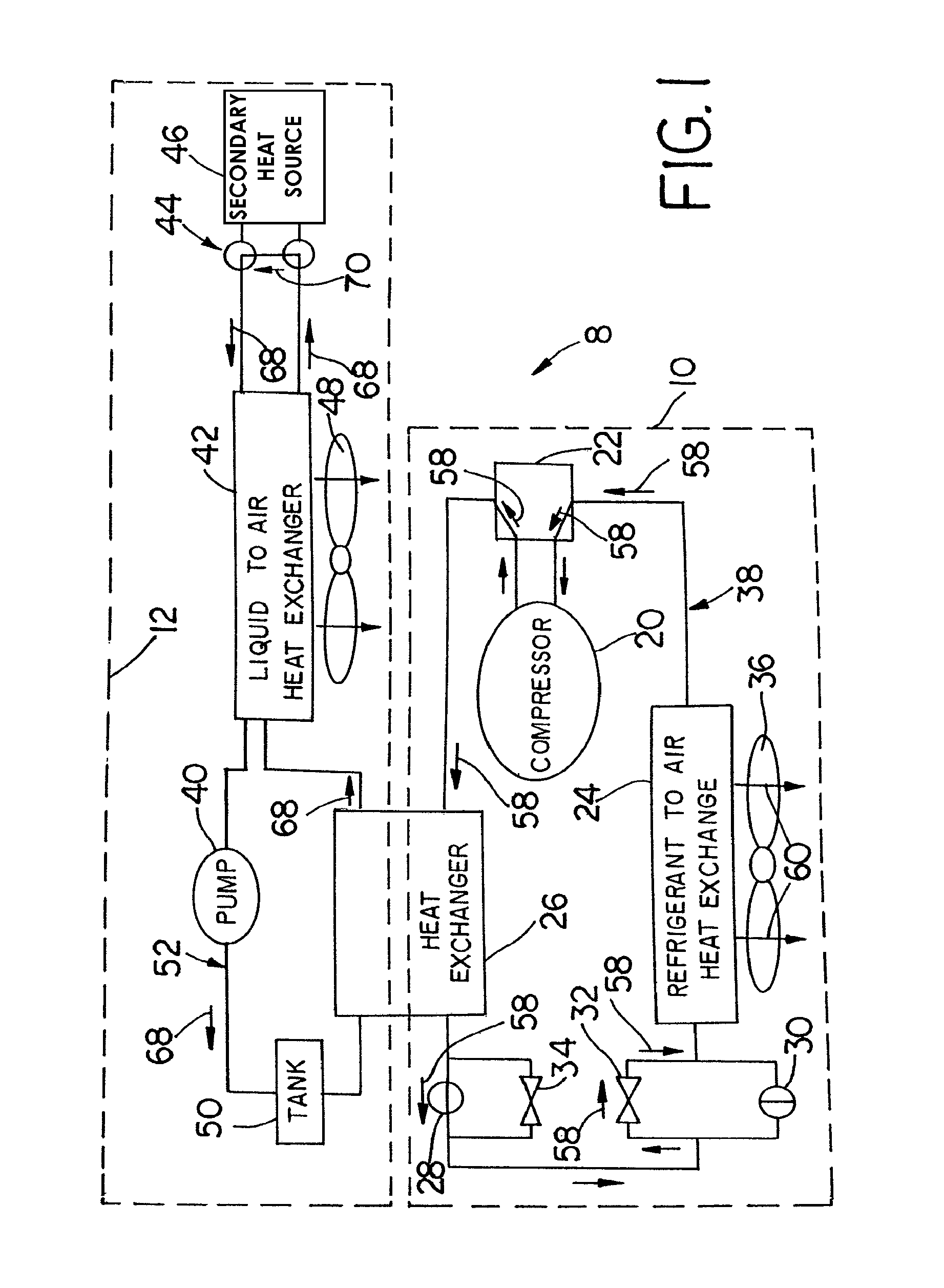 Combined heating and air conditioning system for vehicles