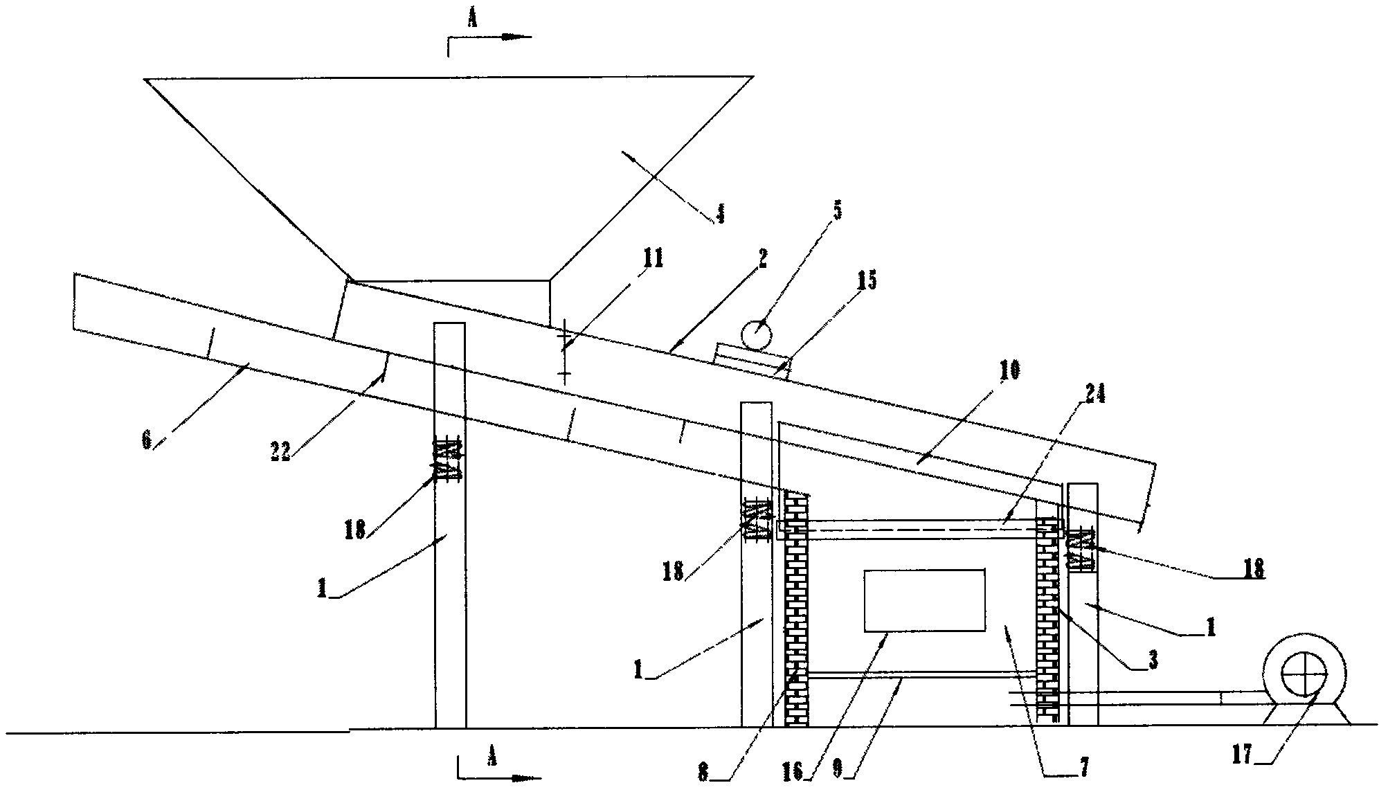 Efficient direct-heating dryer for powdery materials