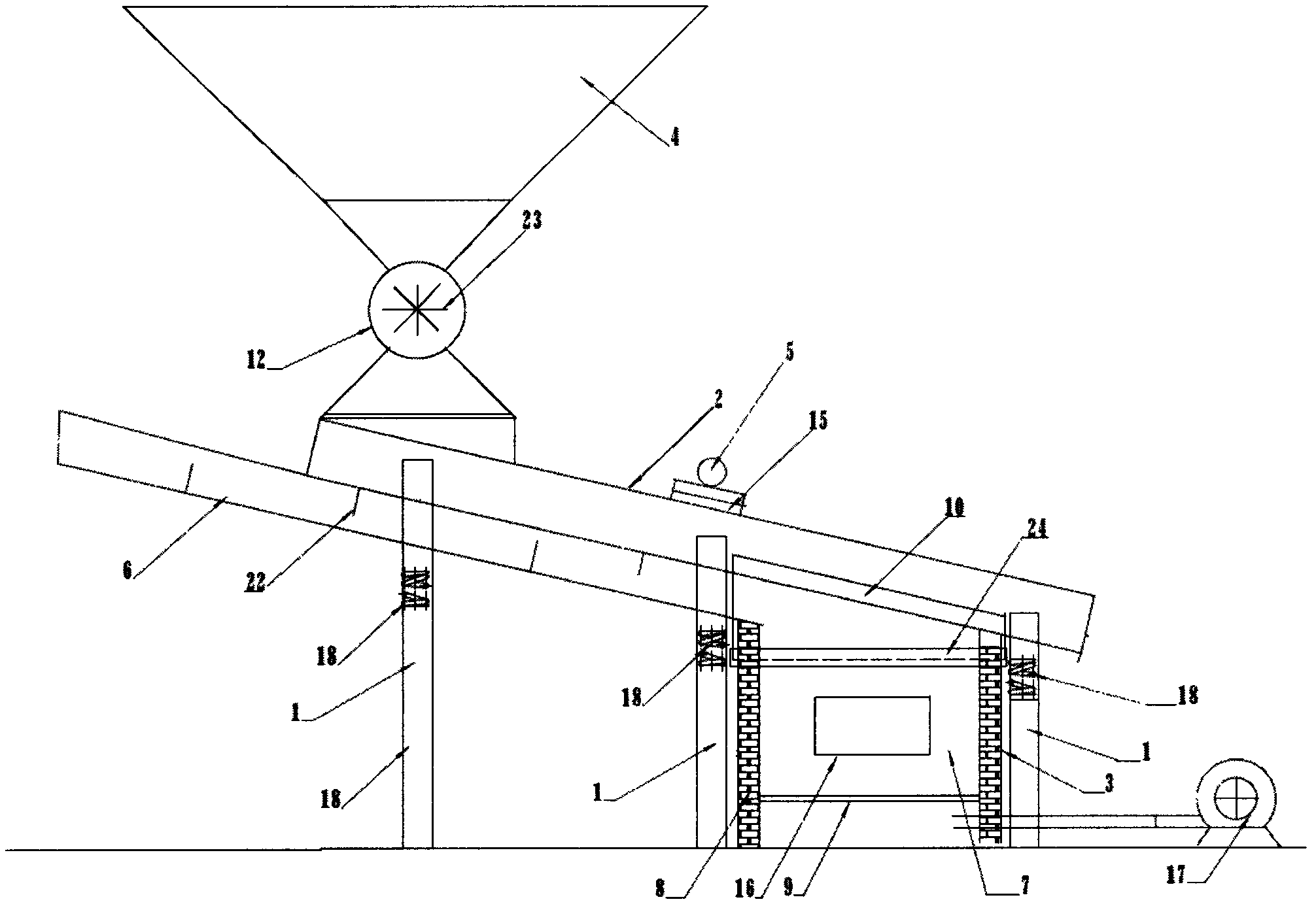 Efficient direct-heating dryer for powdery materials