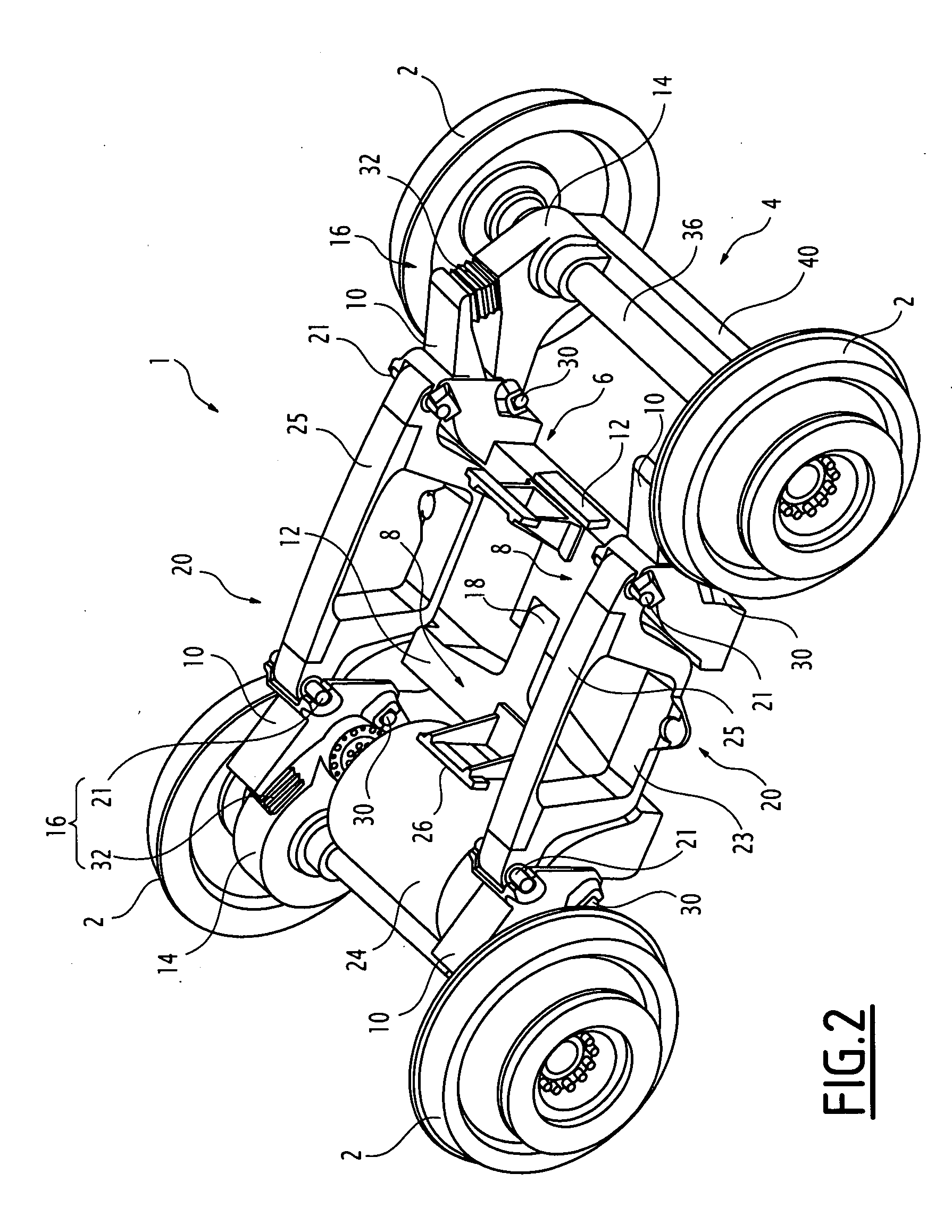 Articulated bogie for a railway vehicle