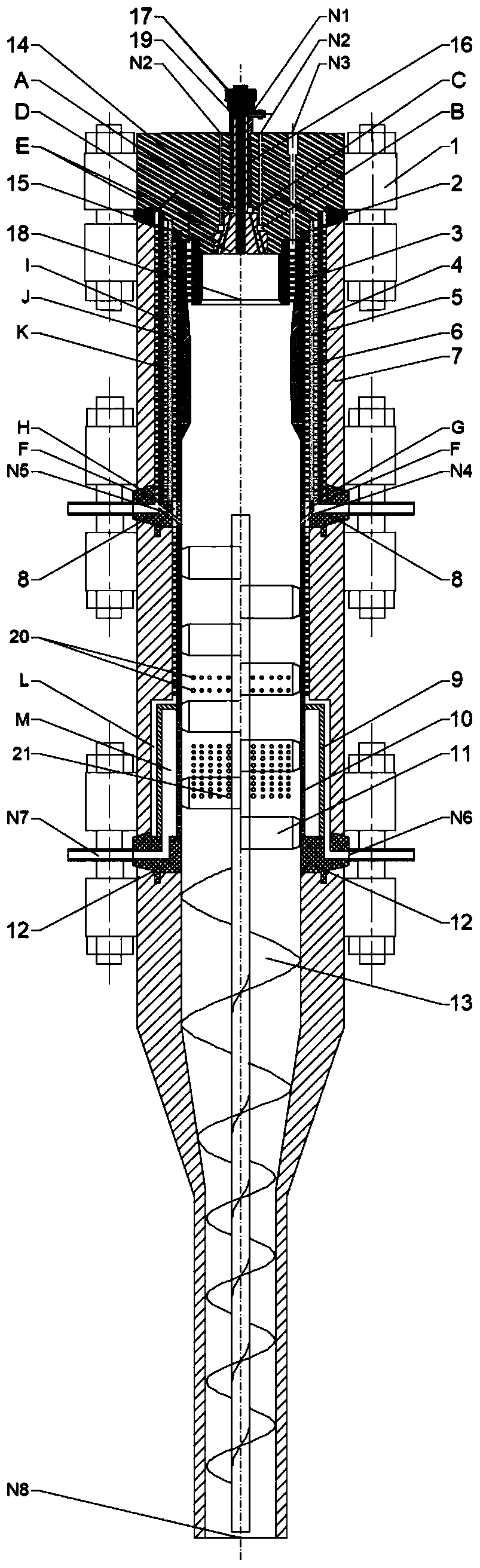 Supercritical hydrothermal combustion device for high-salinity organic waste harmless treatment