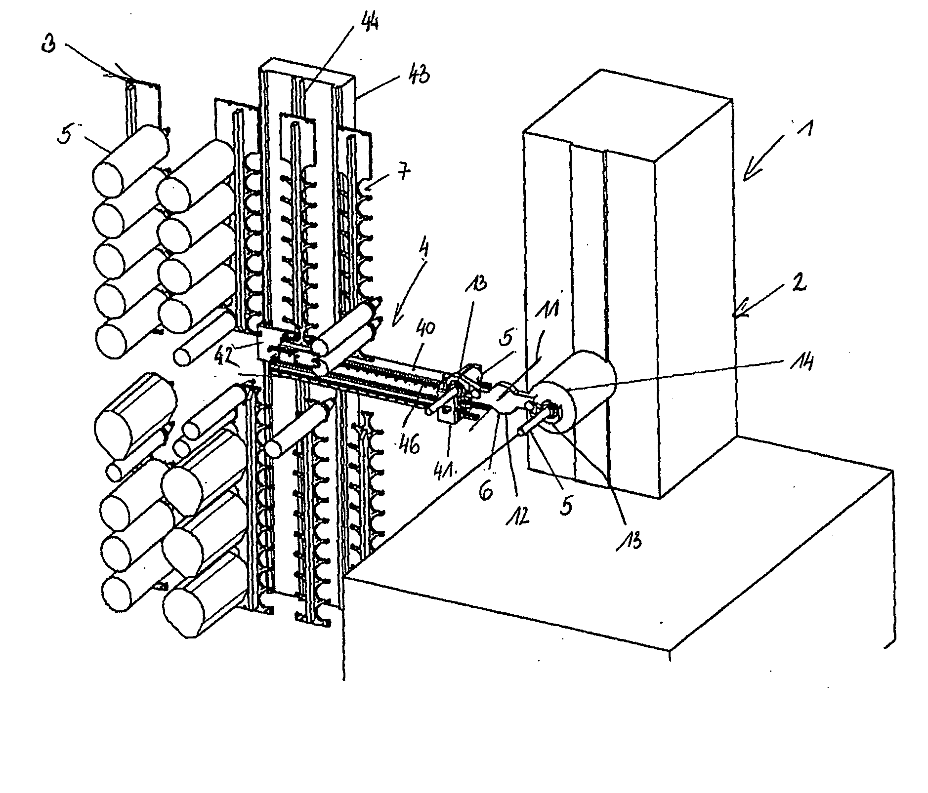 Device for loading and unloading of a machine tool