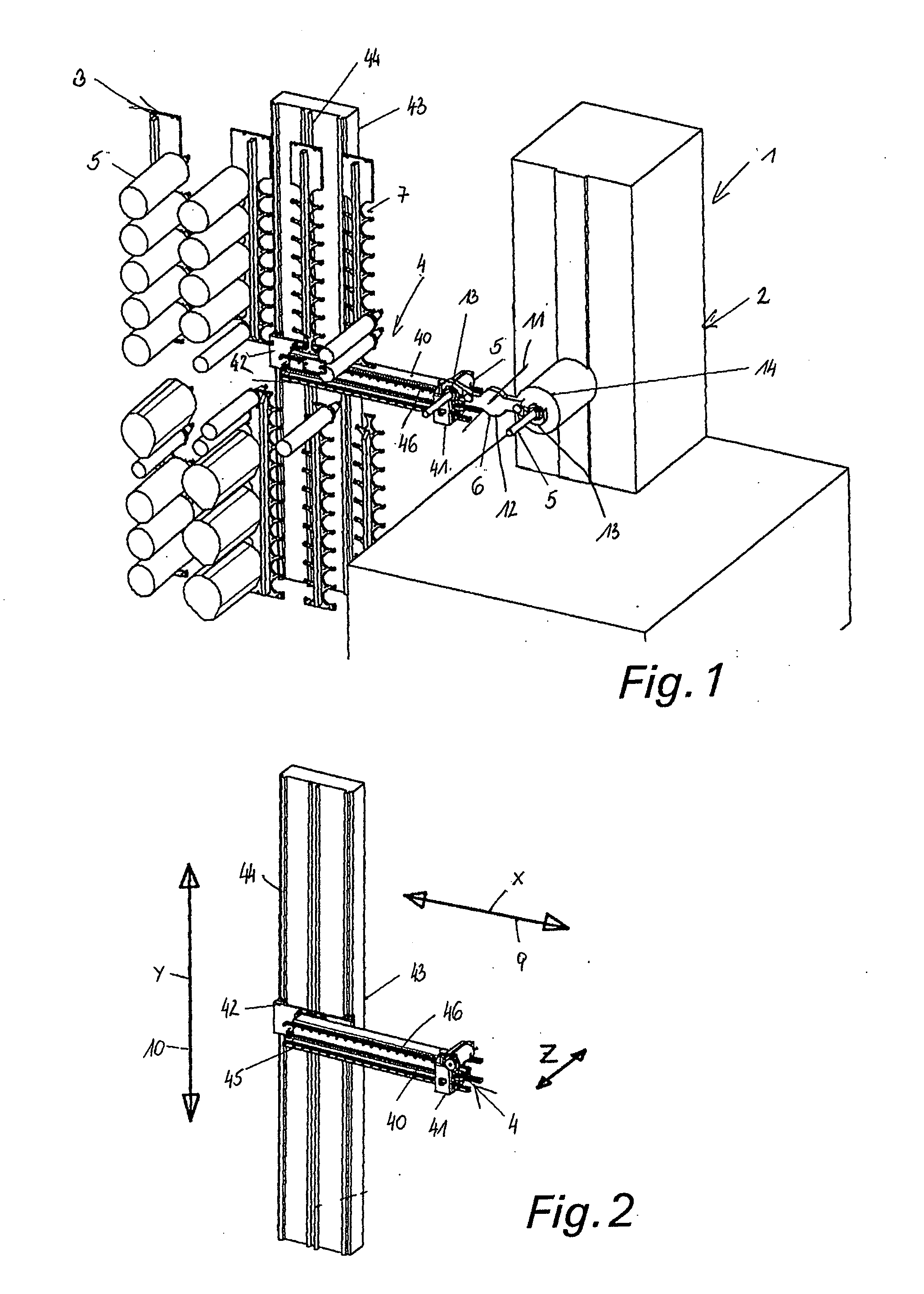 Device for loading and unloading of a machine tool