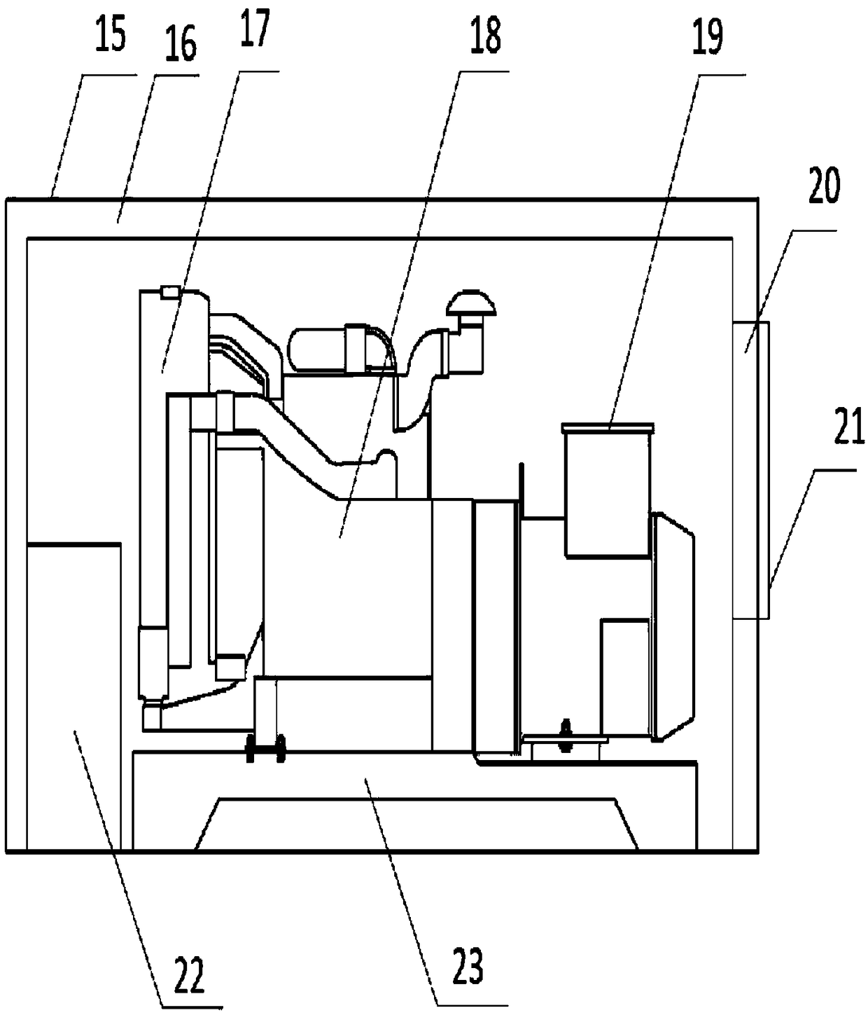 Waste heat recovering energy-saving system of diesel generating set