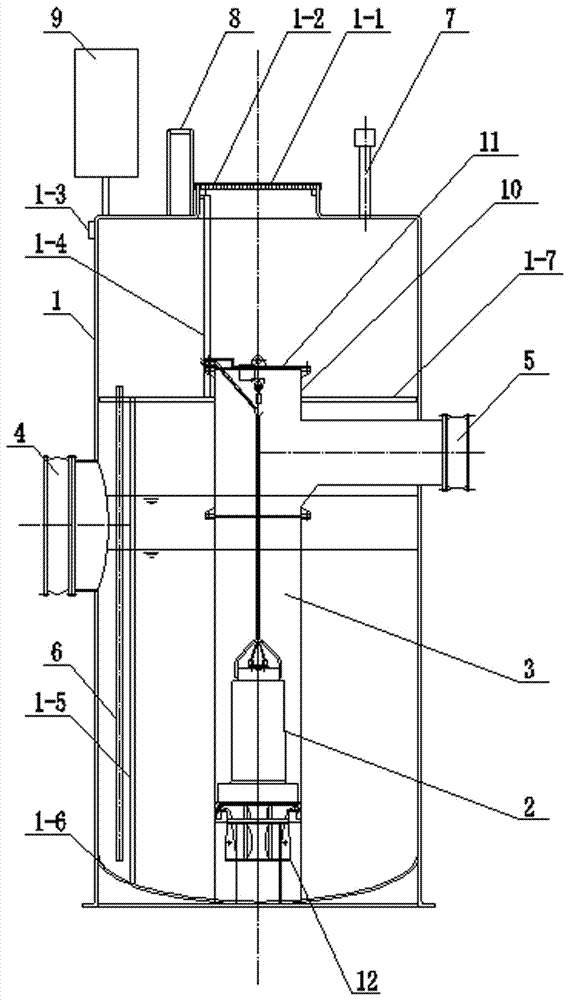 Inner-cylinder axial-flow integrated pre-fabricated pumping station