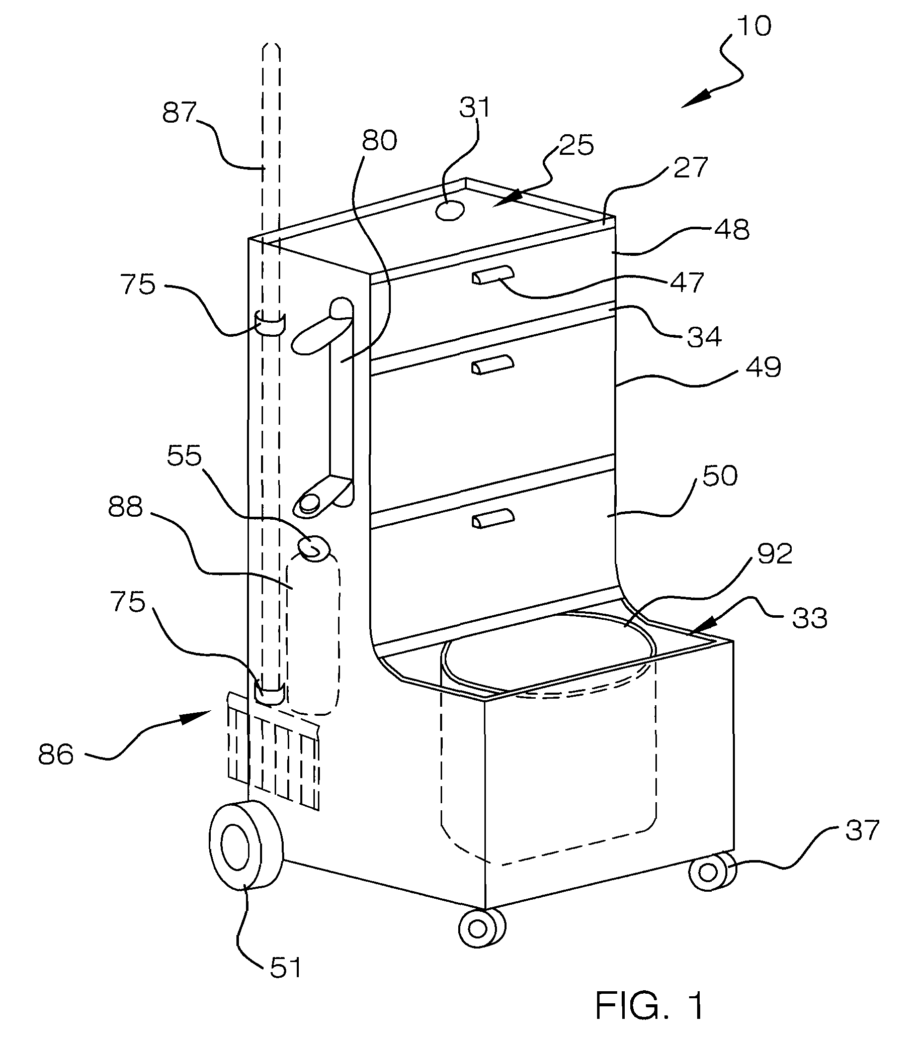 Residential mobile house keeping cart