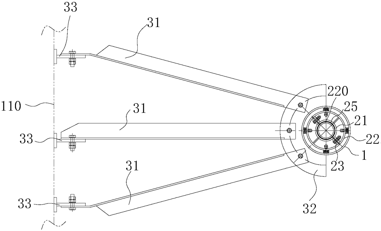 Tank washing machine fastening supporting device, tank washing machine and ship