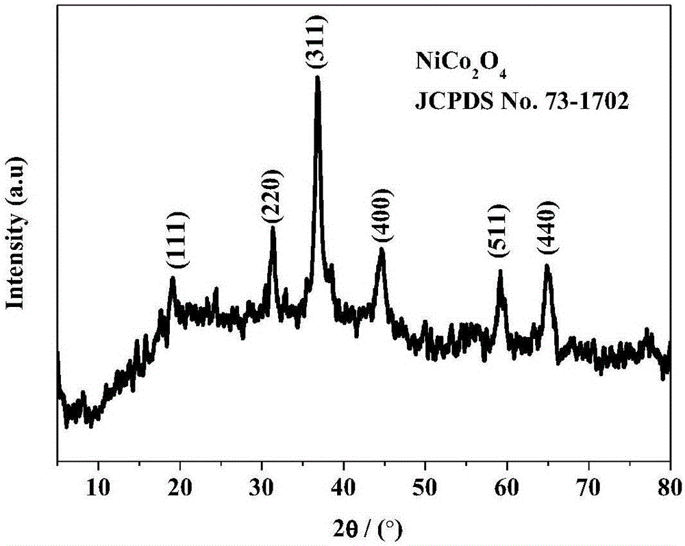 Preparation method of three-dimensional mesoporous NiCo2O4/nitrogen-doped graphene composite electrode material