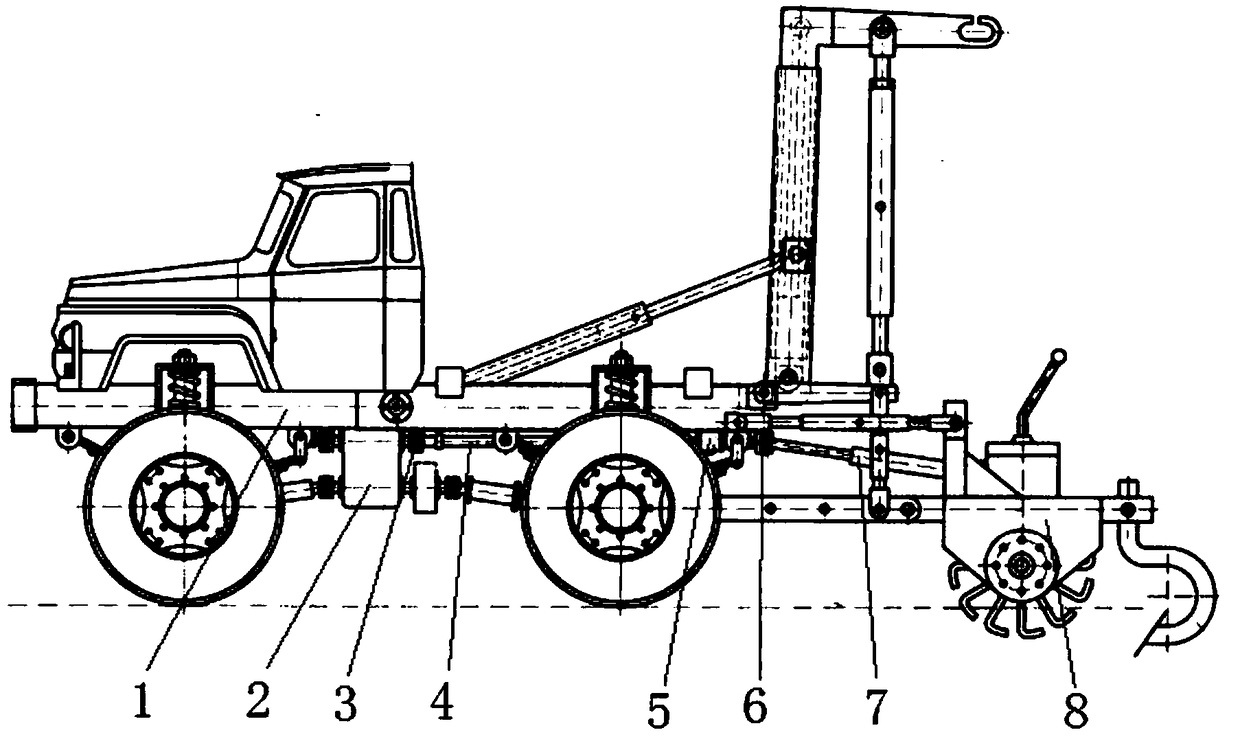 Power output speed reducing device of automobile-tractor integrated machine