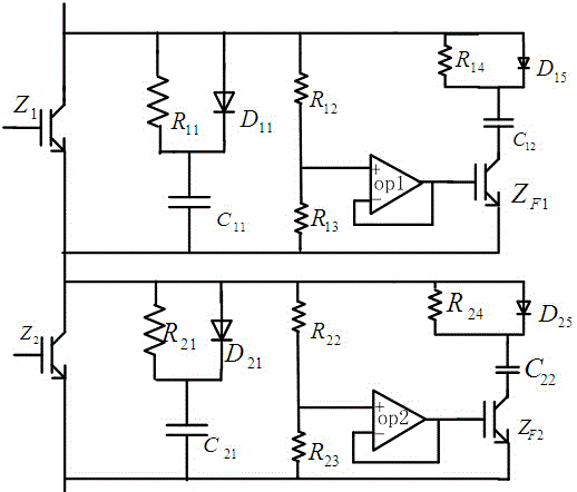 Load-side control IGBT (insulated gate bipolar transistor) series voltage sharing circuit