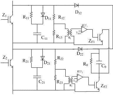 Load-side control IGBT (insulated gate bipolar transistor) series voltage sharing circuit