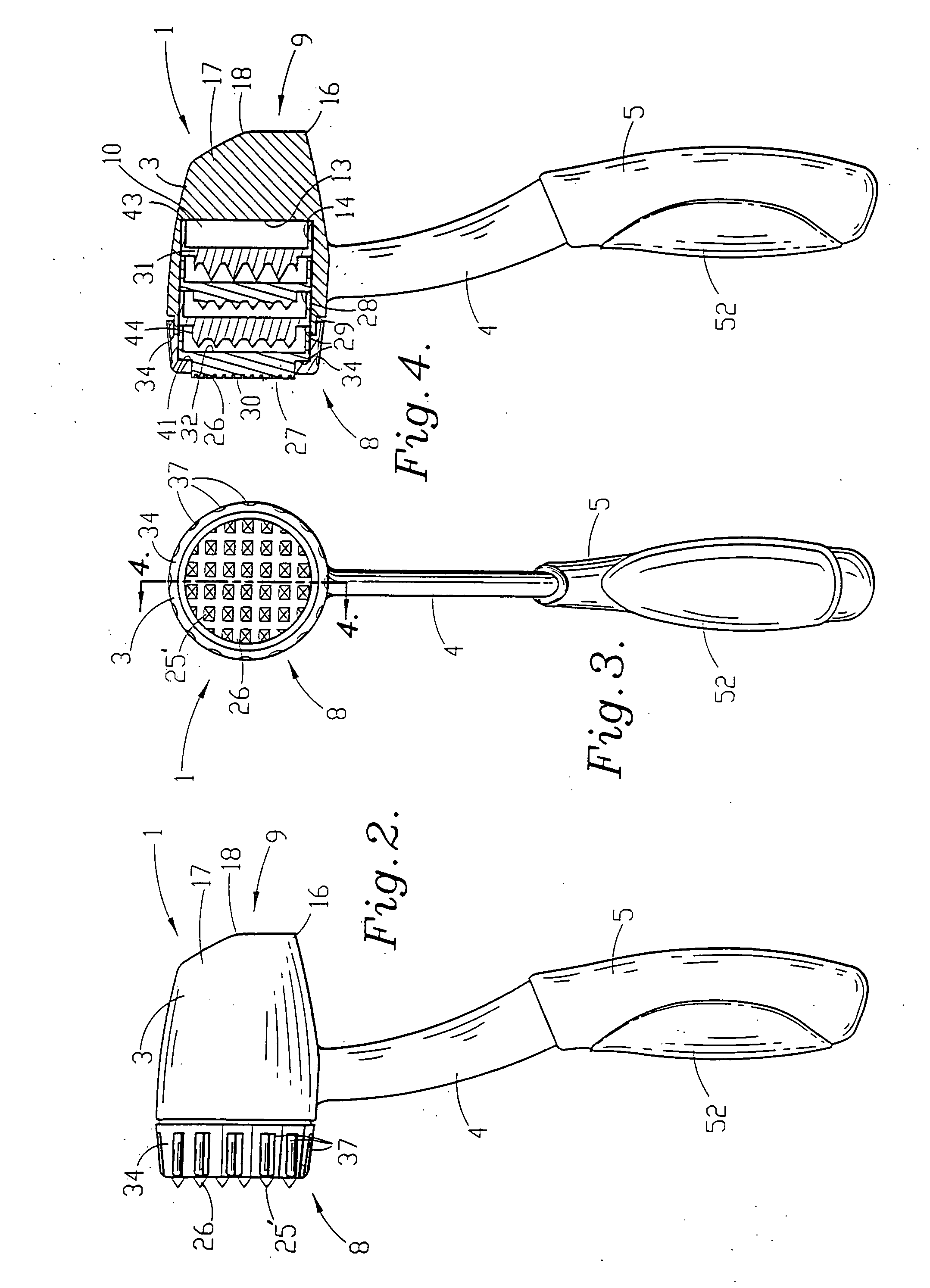 Meat mallet with interchangeable tenderizing surfaces