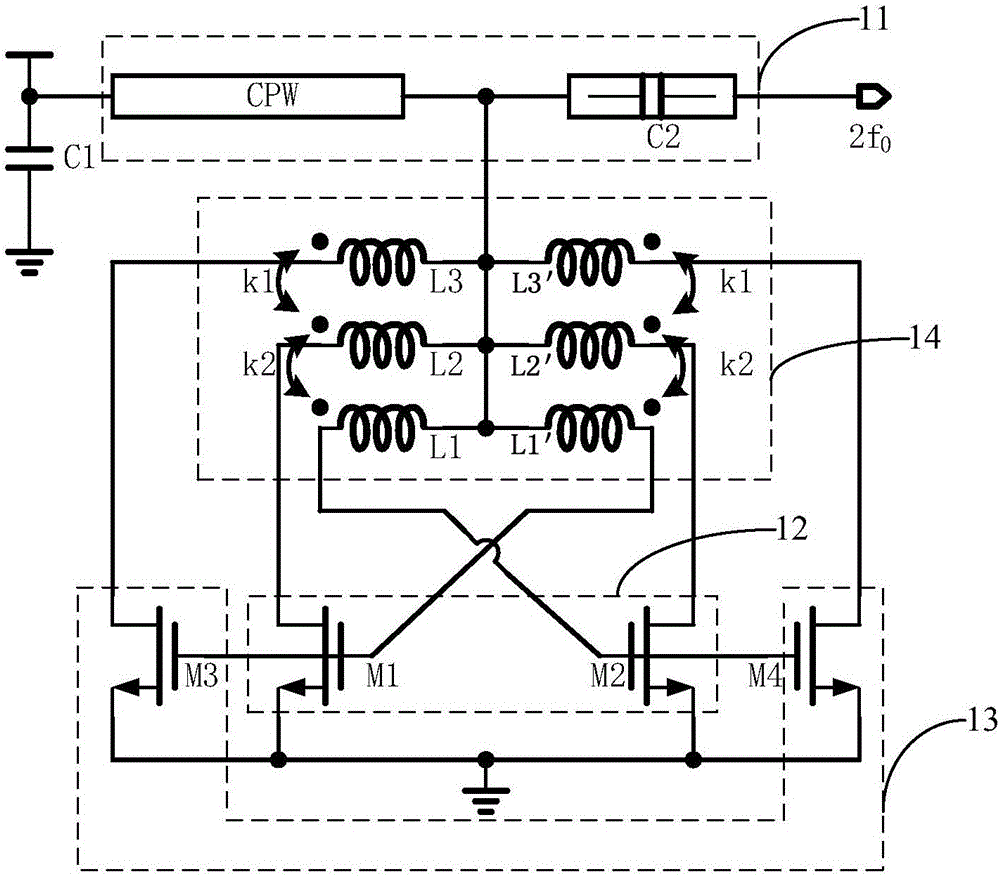 Millimeter wave fundamental frequency oscillation circuit and millimeter wave oscillator