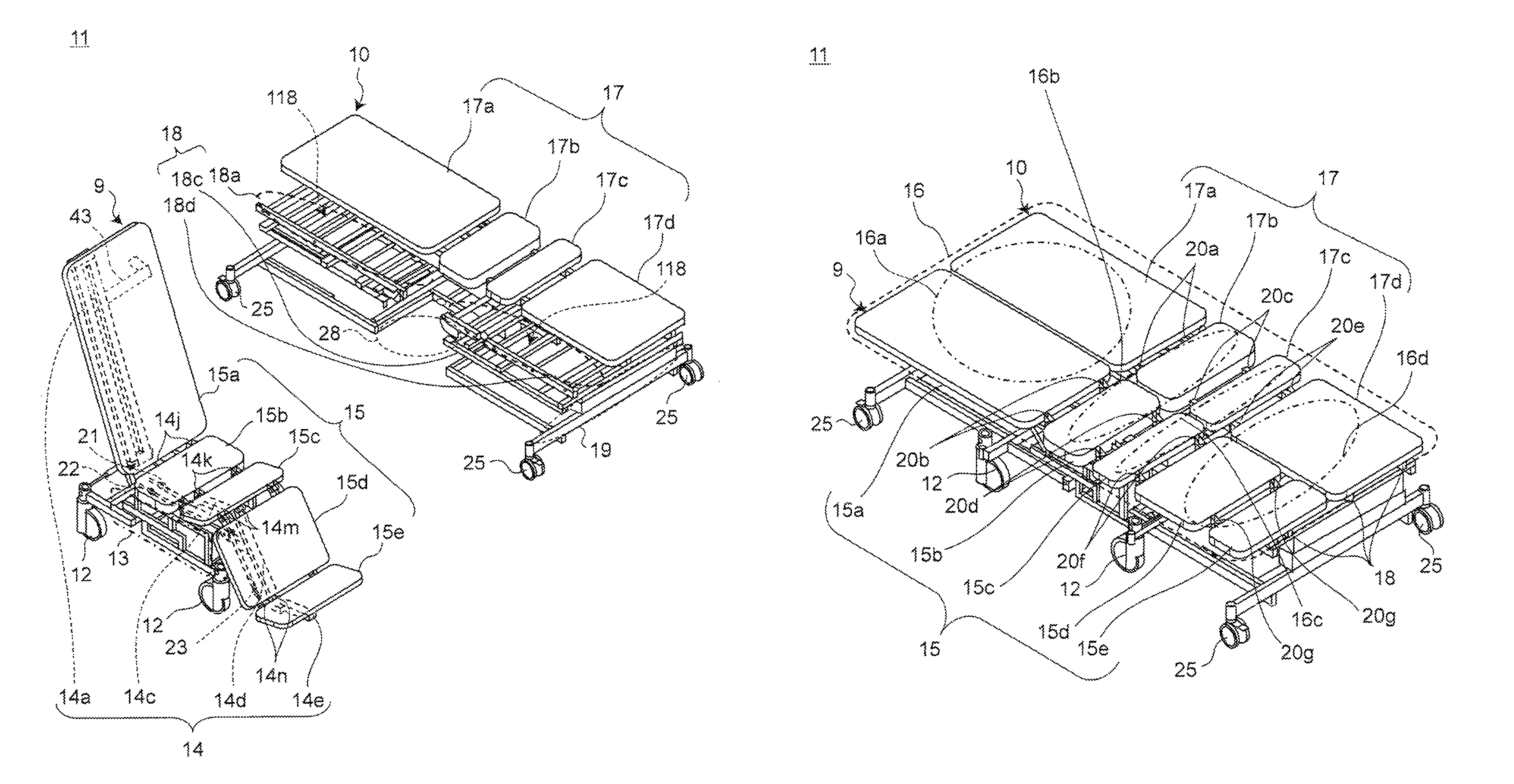 Bed and wheelchair