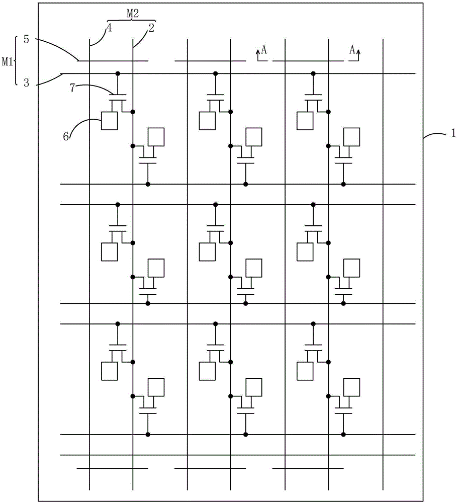 Array substrate structure and data line breakage repairing method for array substrate