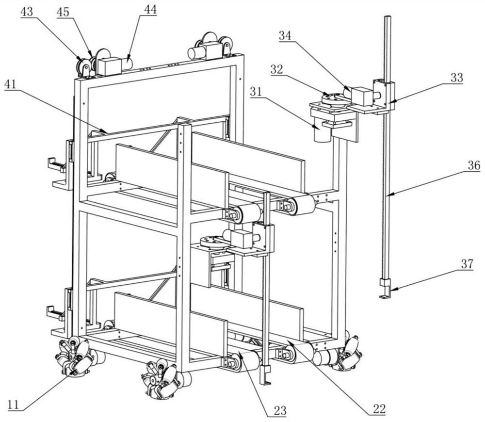 Omni-directional mobile hoisting and unloading two-way storage and transportation vehicle