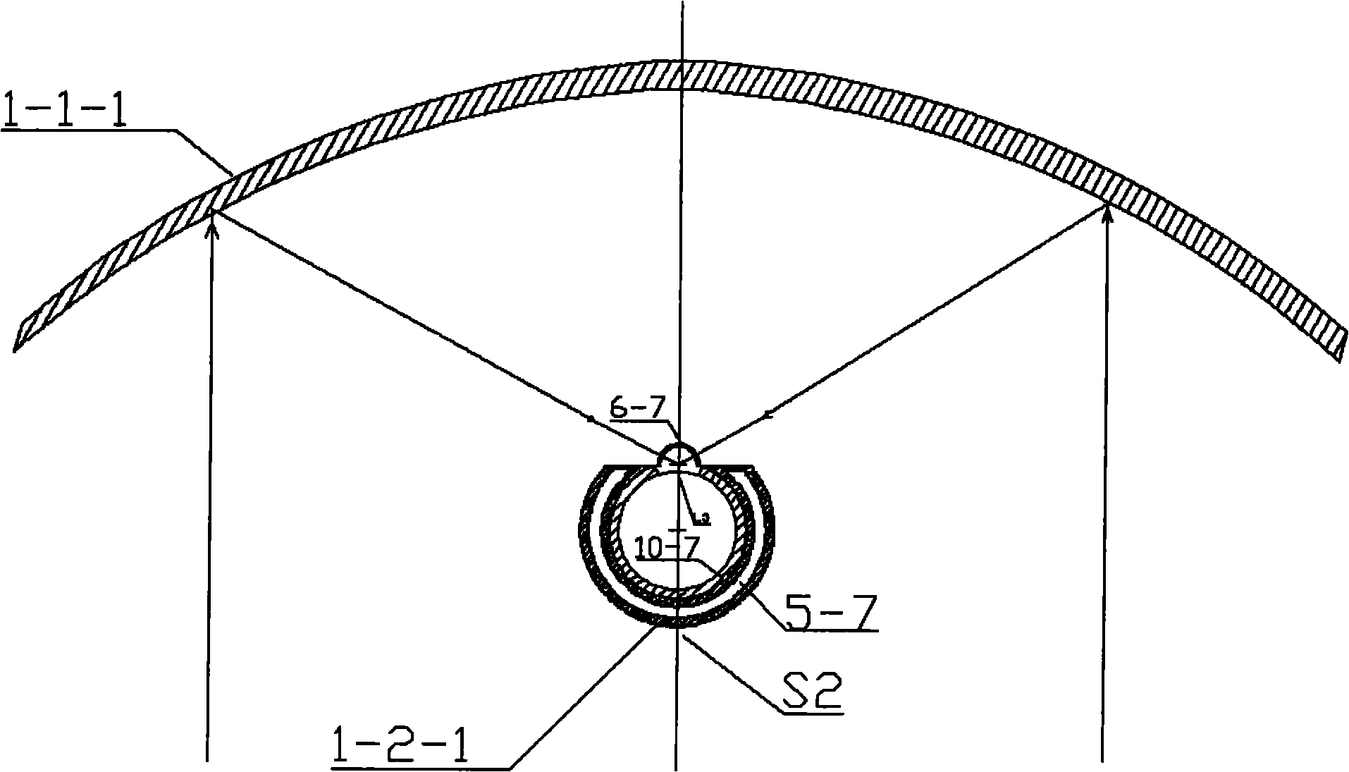 Solar energy thermoelectricity lighting device based on light condensation of parabolic cylinder and lighting of hollow cylinder closed cavity