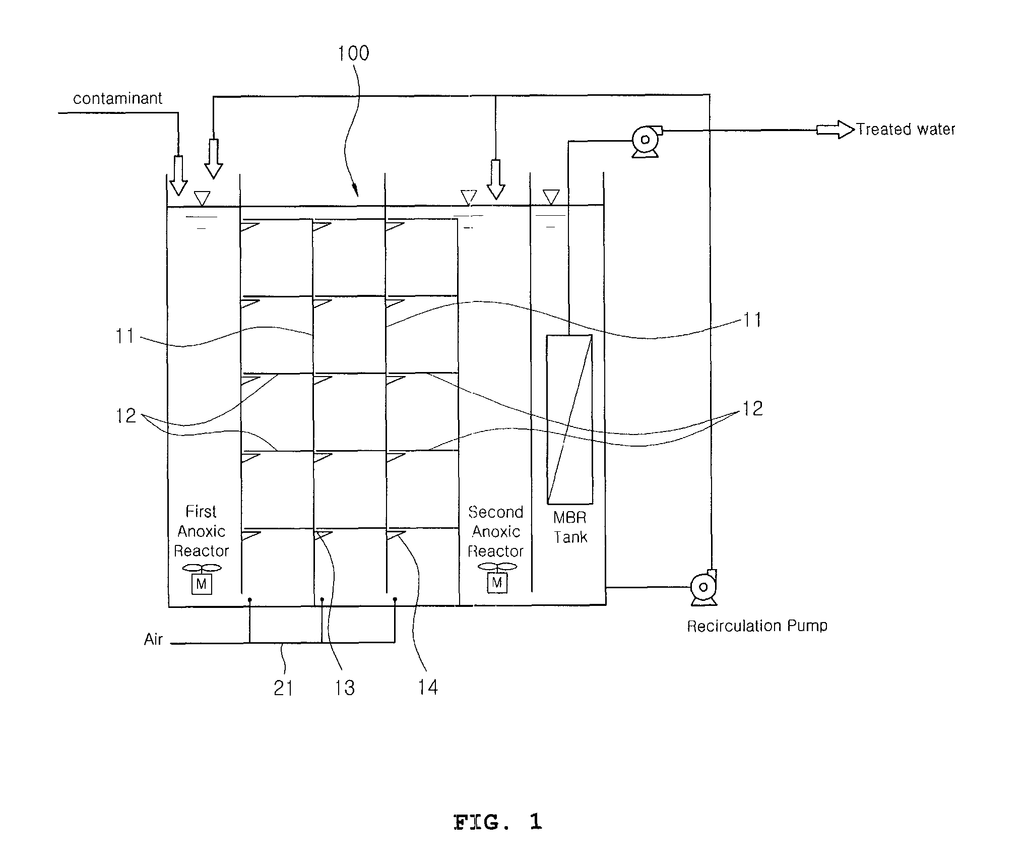 Purification system having vertical multicompartment reactor for organic waste water