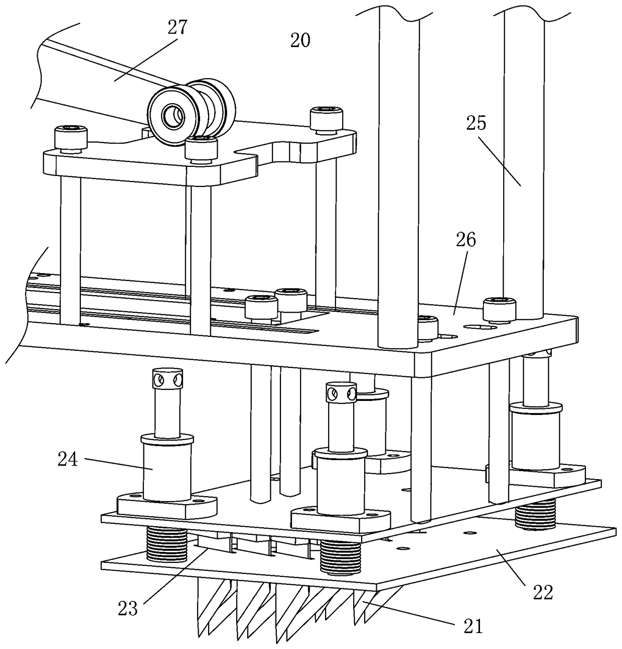 Flower cutting cluster threading machine