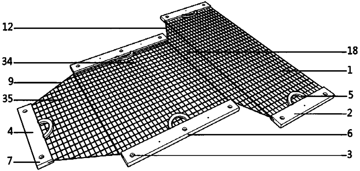 Tent-and-mortise clamp type radiotherapy head and neck positioning hollow pillow flat plate fixing frame