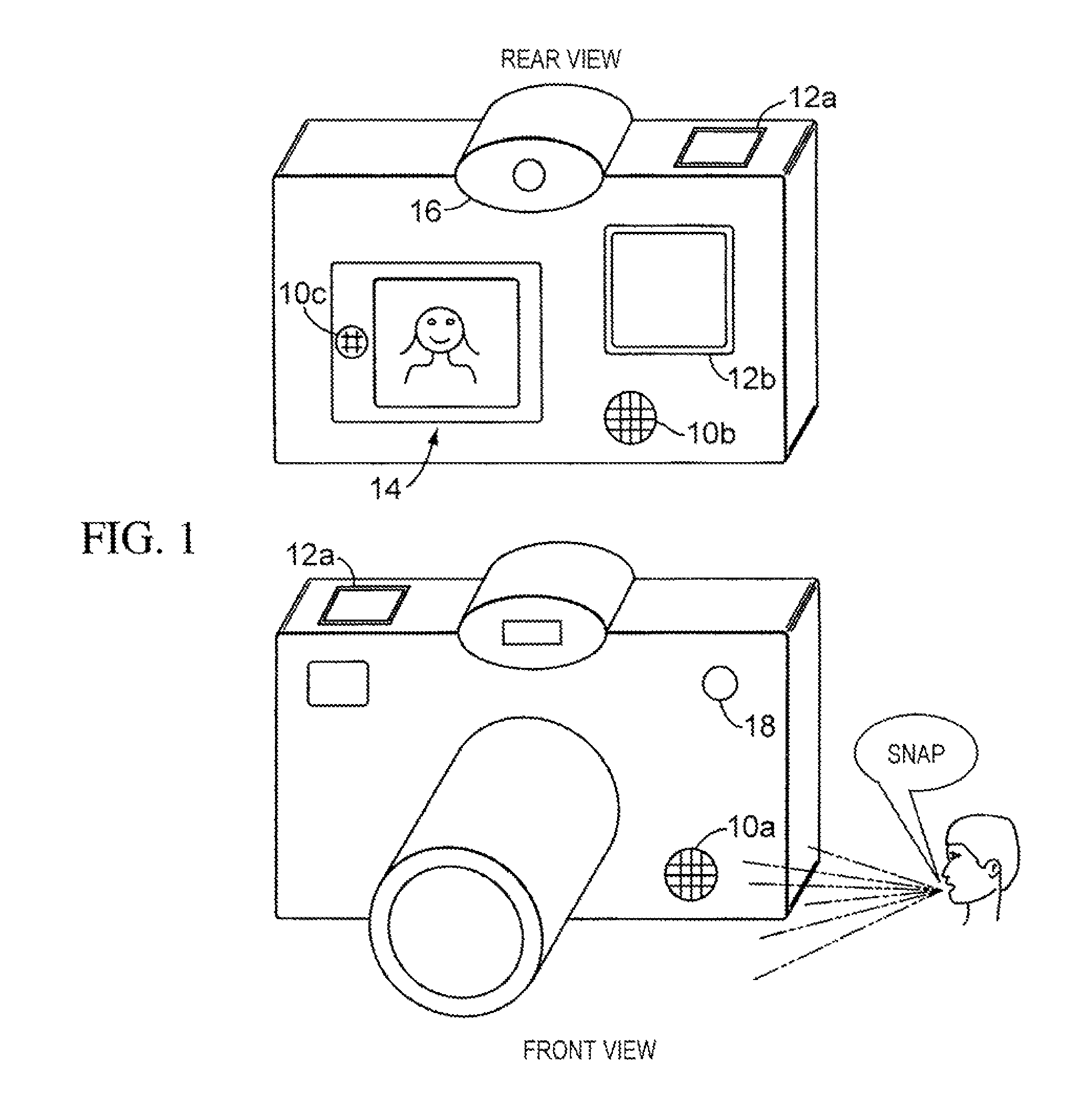 Voice recognition and gaze-tracking for a camera