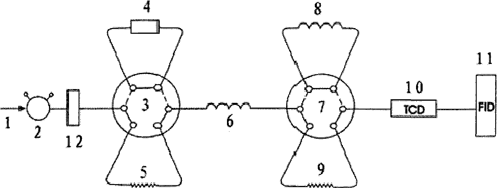 Gas phase chromatograph system for measuring gas phase component in fluid inclusion and measuring method thereof