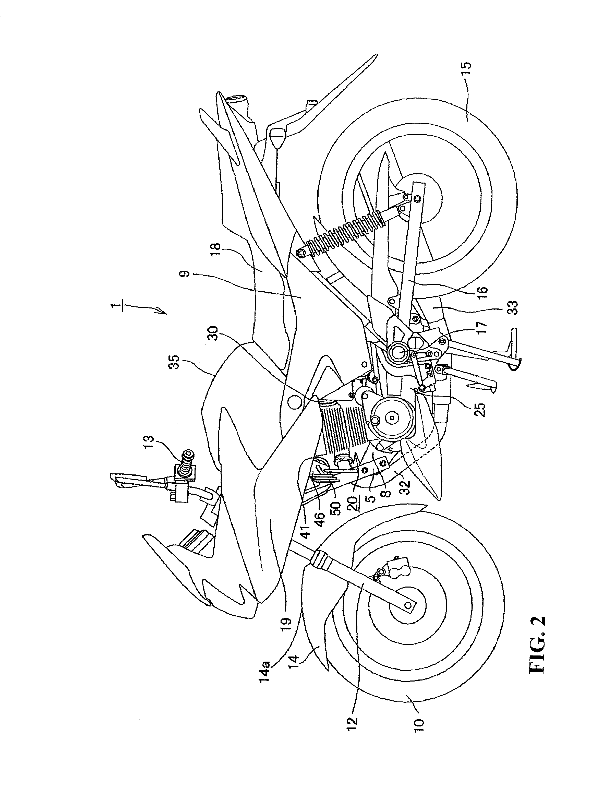 Motorcycle having evaporating fuel treatment apparatus