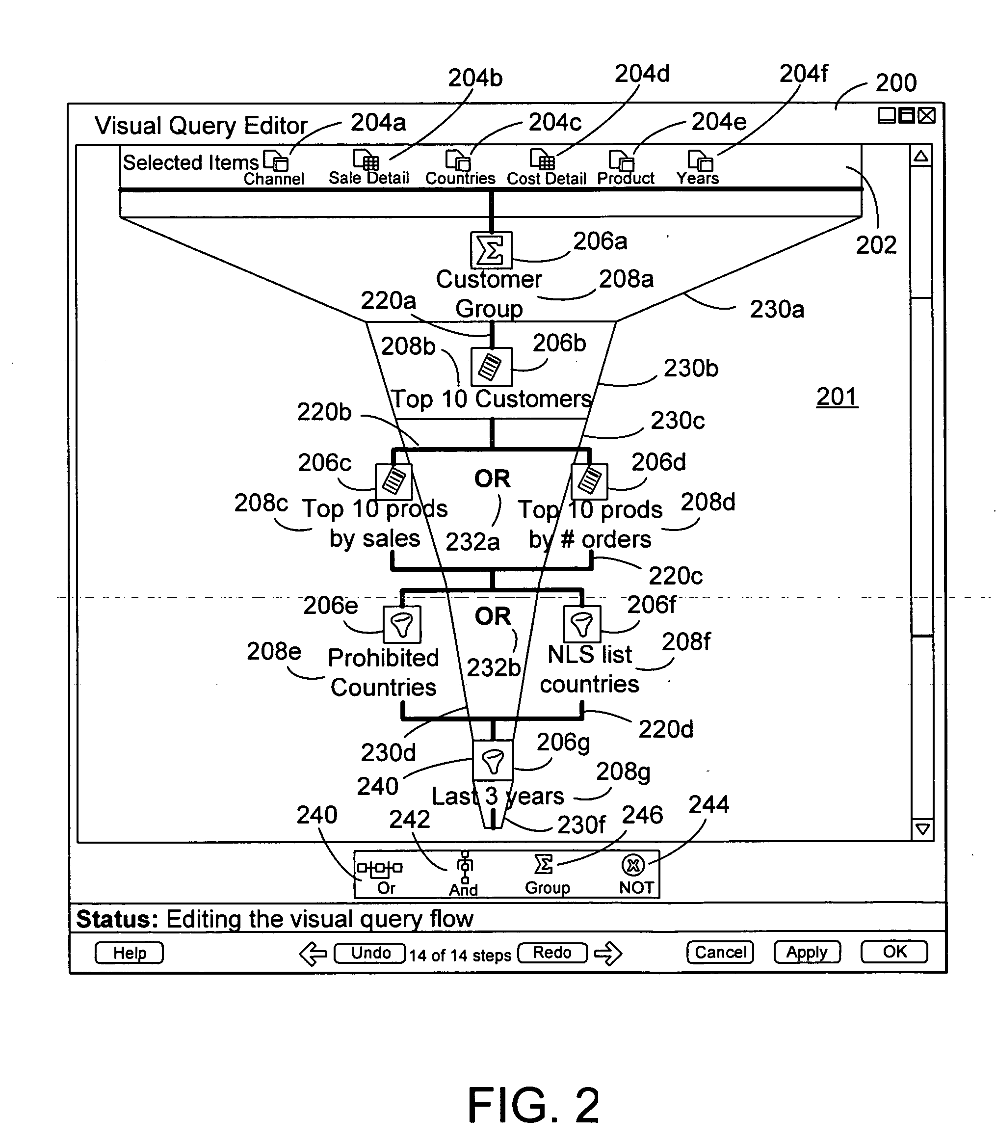 Graphical condition builder for facilitating database queries