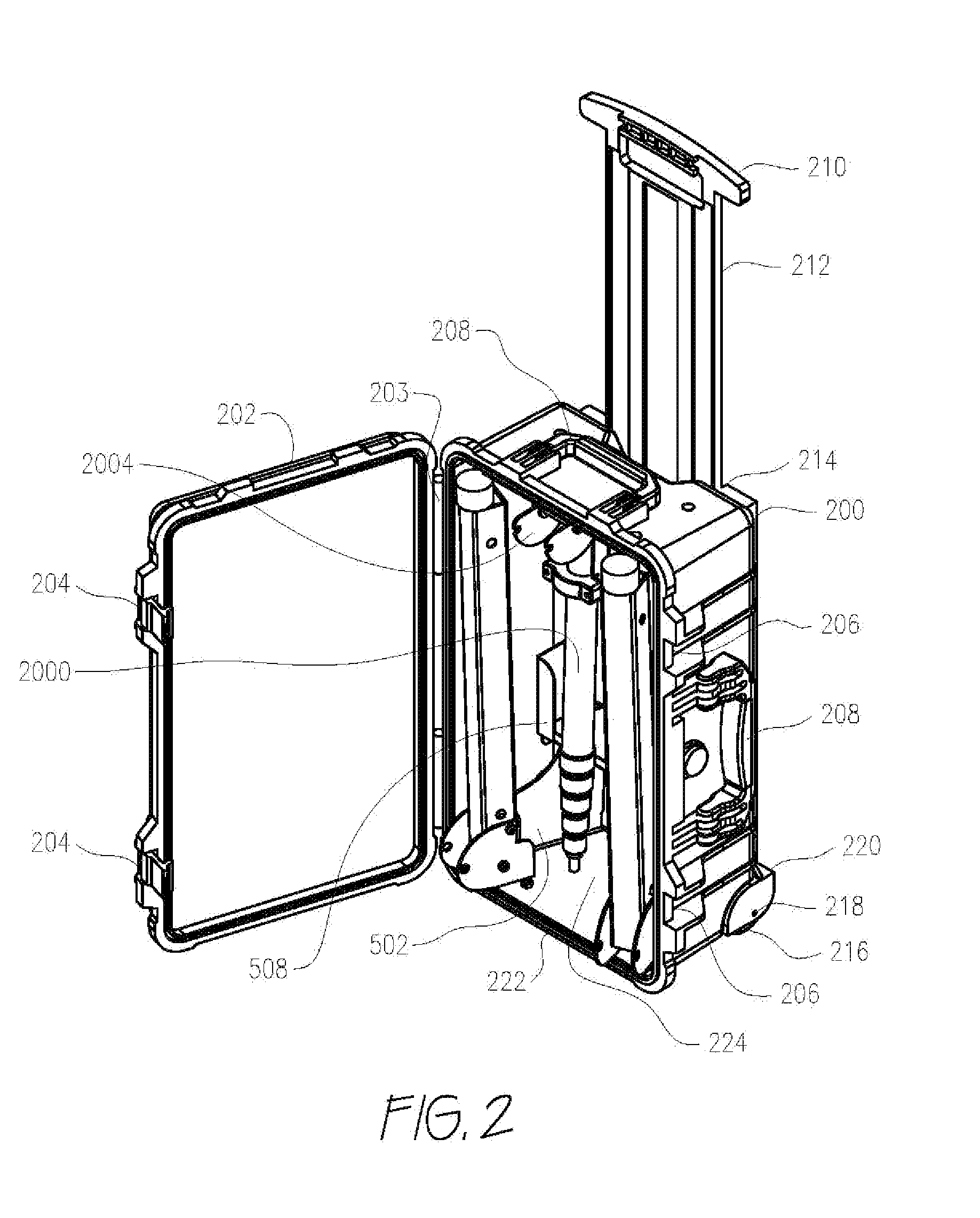 Collapsible portable stand with telescoping support and integral storage case