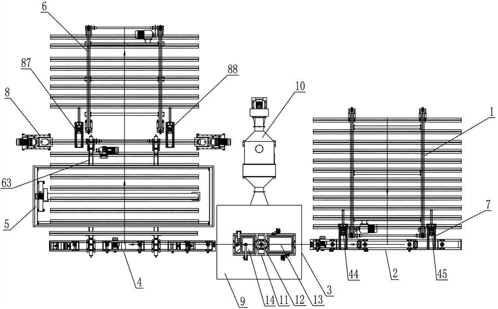 Automatic spraying line of elevator guide rail