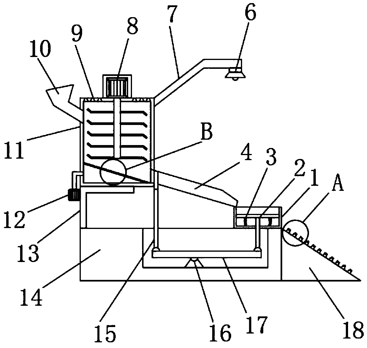 Feeding device for chicken feed in animal husbandry