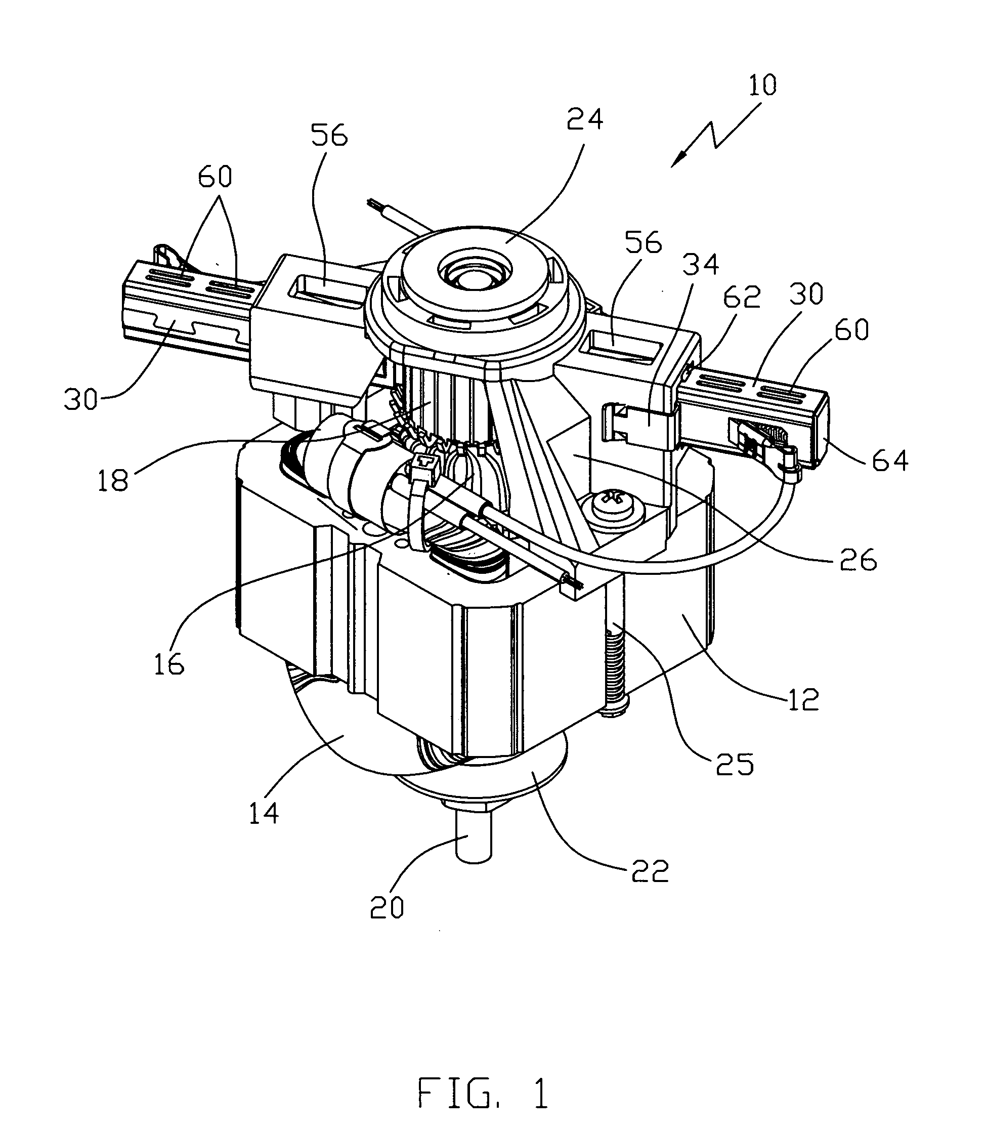 Brush holder assembly for an electric motor