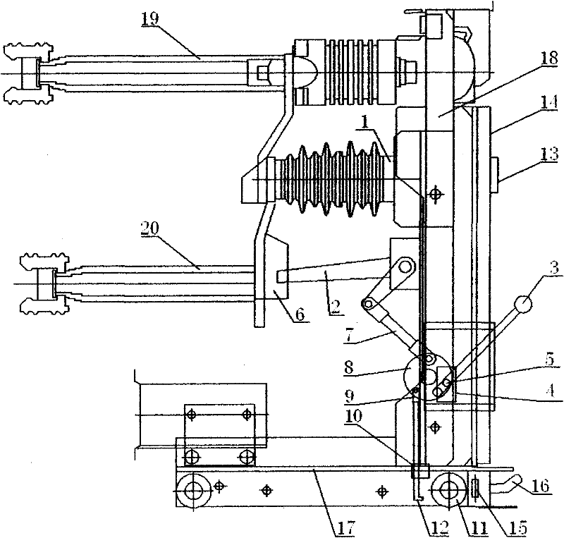 Main busbar and feeder branch electric test grounding handcart