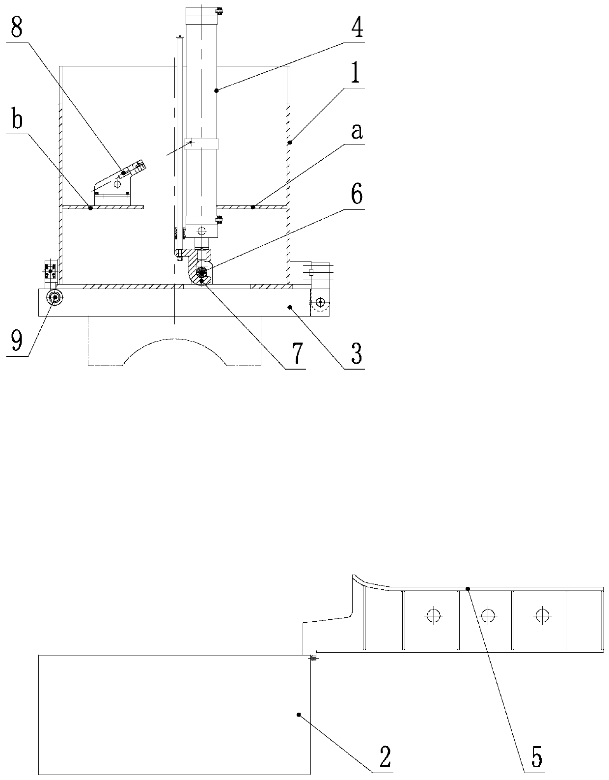 Overturning device of upper die for die spotting hydraulic press