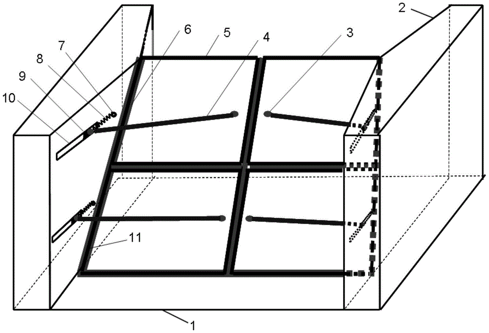 Connecting rod spring traction type double-layer split space oblique axis hydraulic self-control gate