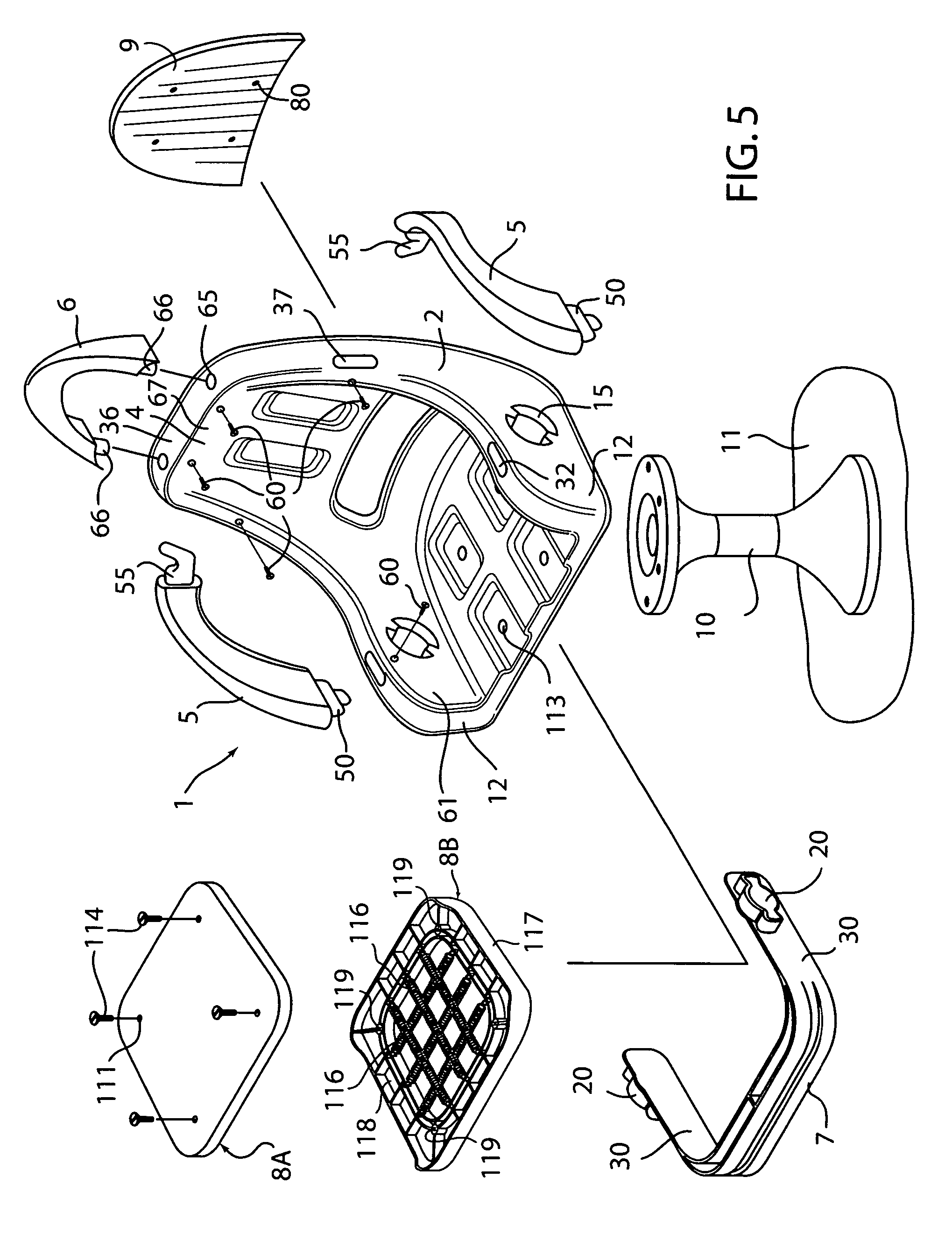 Marine seat interchangeable component assembly and method