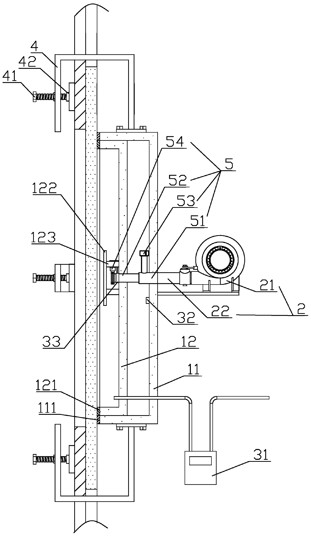 Curtain wall air tightness detection device and detection method thereof