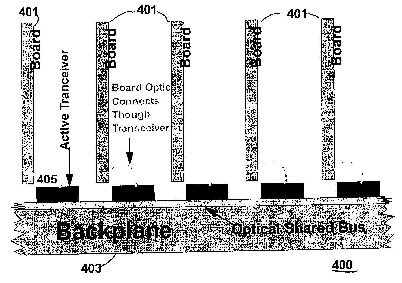 Backplane assembly with board to board optical interconnections and a method of continuity checking board connections